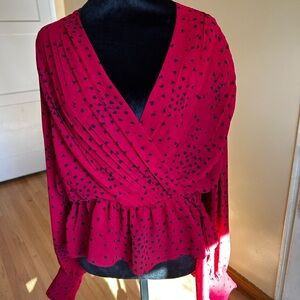 Express Red Heart Print Blouse
